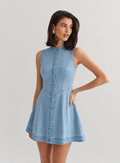 Button-up denim dress